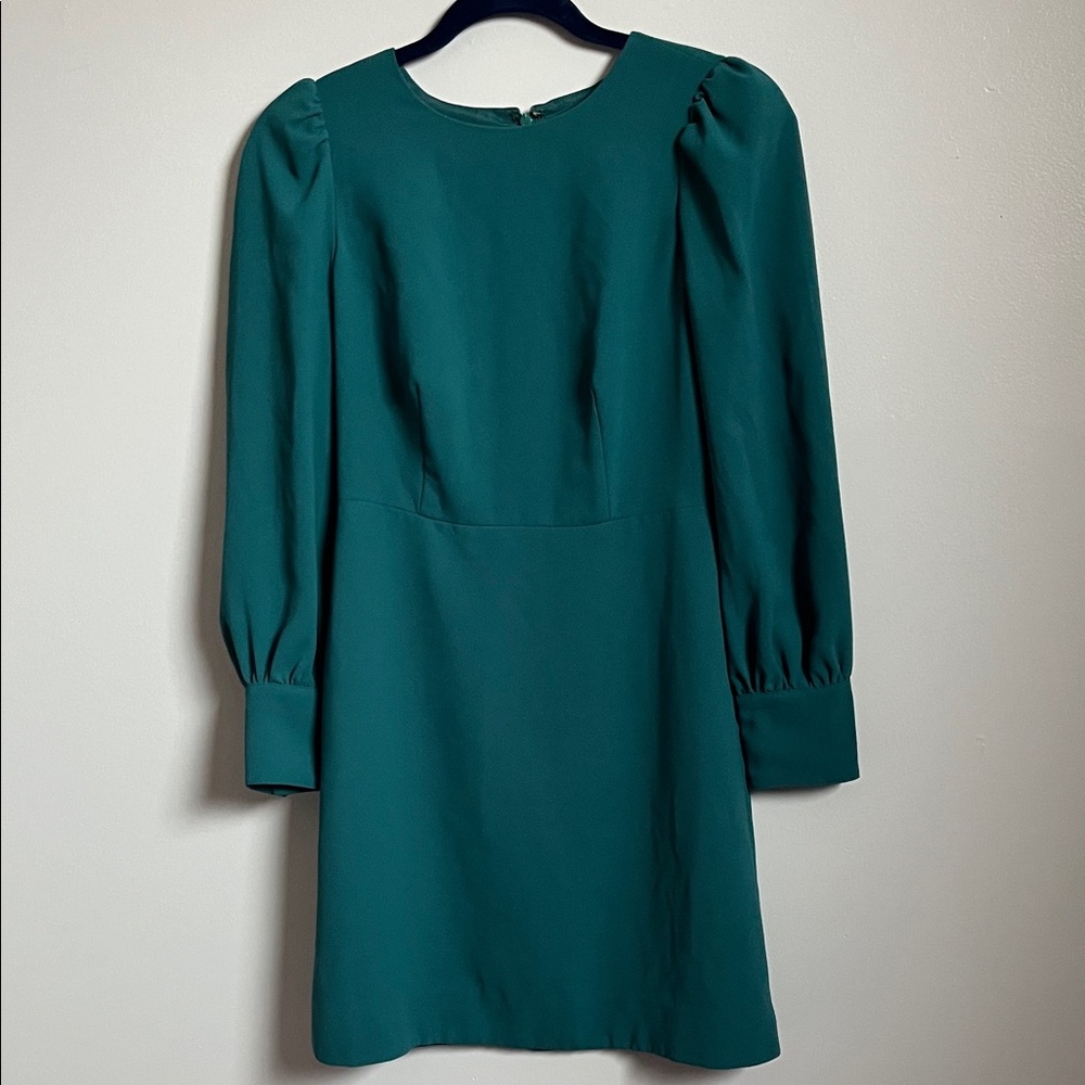 J Crew career workwear officewear jade green modest long sleeve dress